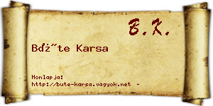 Büte Karsa névjegykártya